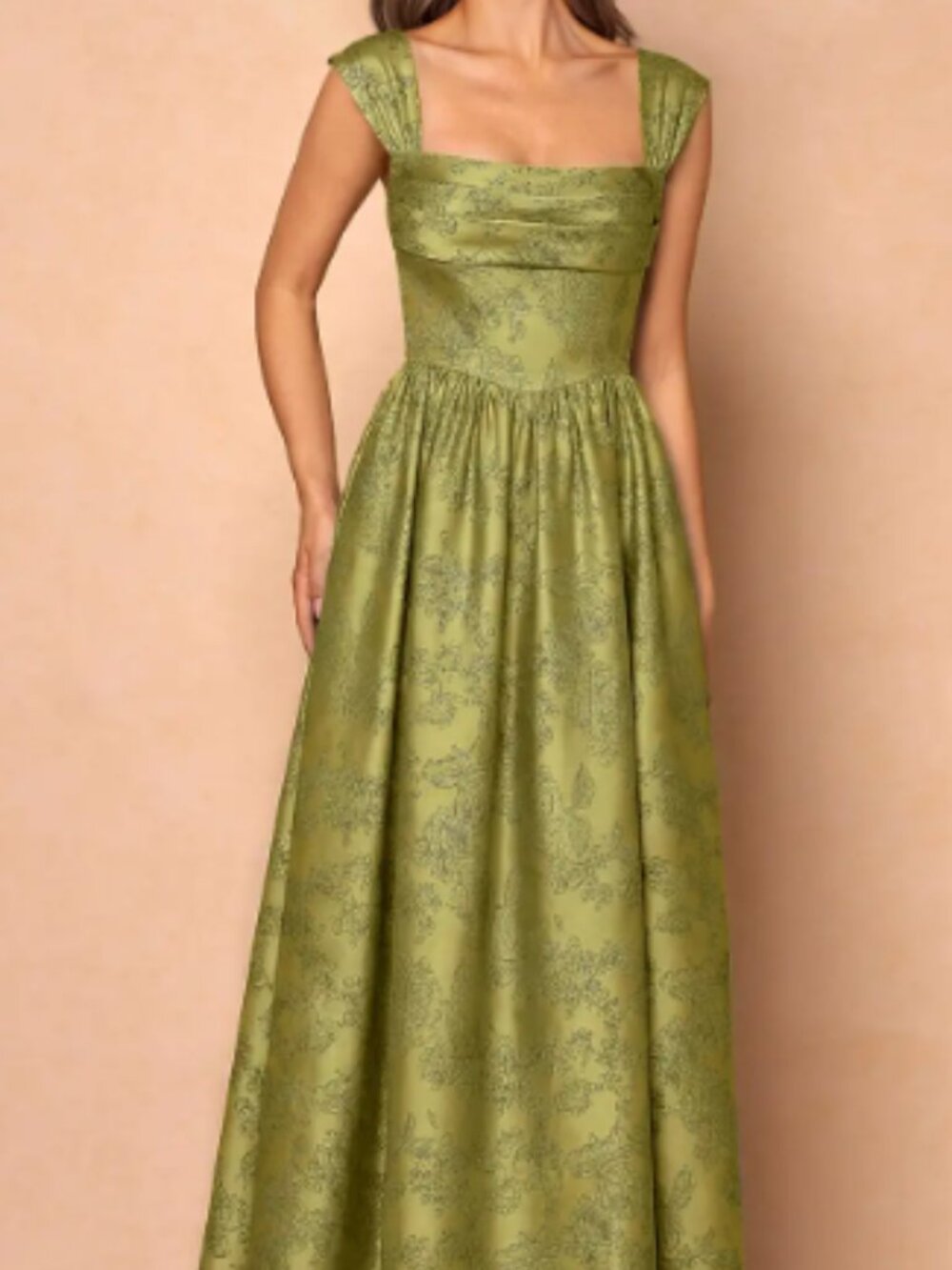 Azazie Runa Moss Navy Floor-Length Gown, Size 4